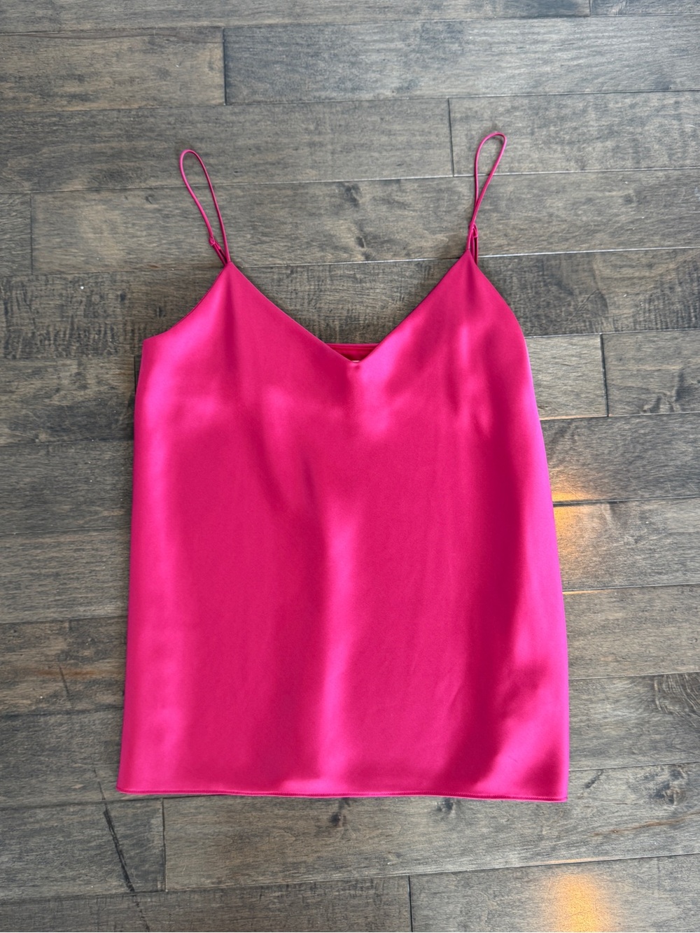 Hot Pink Satin V-Neck Top